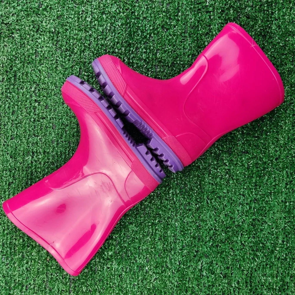 Unbranded Rain Boots Kids 5-6 Pink Purple Rubber Waterproof Made in Canada
